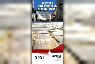Flyer zu den digitalen Stolperstein-Gedenkrouten