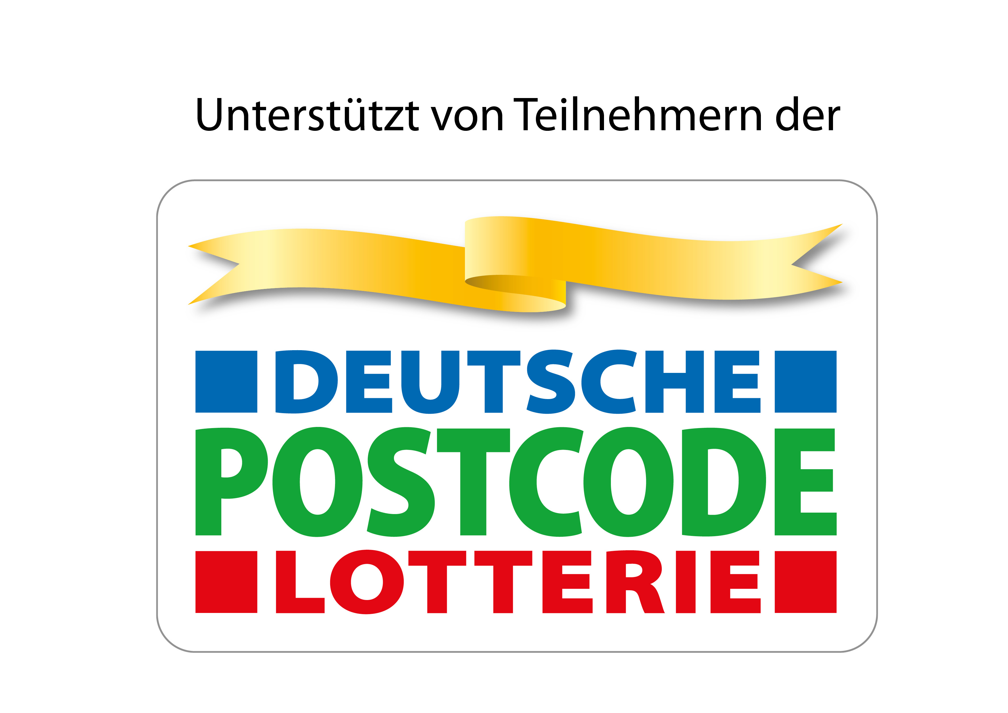 Logo: Unterstützt von den Teilnehmern der Deutsche Postcode Lotterie